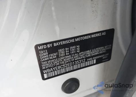 2014 BMW Alpina B7 из США, поврежденный, VIN WBAYE8C52ED135312